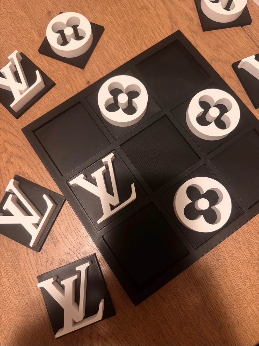 LARGER Black & White Tic Tac Toe Board : Coffee Table Game - Picture 2 of 5